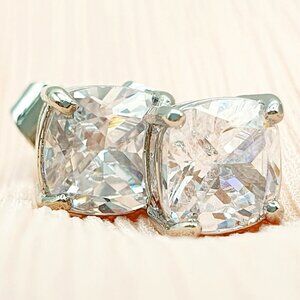 Classic Square White Zircon Dainty Earrings for Women, INDN8265
